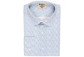 Chemise blanche à motifs bleus - Col français - MARIUS