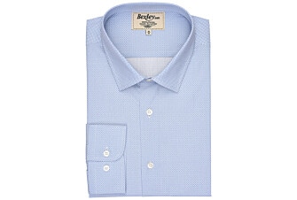 Chemise blanche imprimée motifs bleus - Col français - ARTHUS