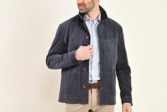 Veste en cuir daim homme Navy - FAUSTIN