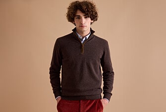 Pull laine col zippé Marron Chiné - KEITHY