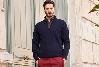 Pull laine col zippé Bleu Marine - KEITHY