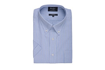 Chemise coton blanche à petits carreaux bleu océan - TIM MC