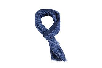 Chèche Lin coton motif bleu et bleu indigo