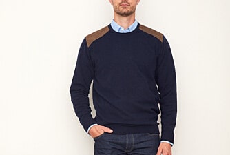 Pull col rond homme laine Bleu marine - CONOW