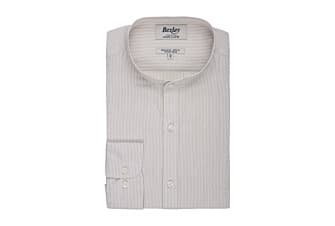 Chemise seersucker à rayures fines beiges et blanches - COLBERT