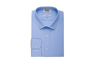 Chemise Bleue à rayures blanches en coton - Col français - BERTELIN CLASSIC
