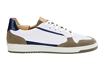 Sneakers cuir homme Kaki Blanc et Navy - KOLORA