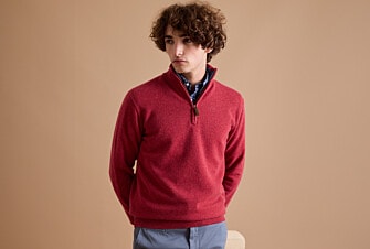 Pull col zippé homme laine Rouge et Bleu Foncé Chiné - KEYDEN