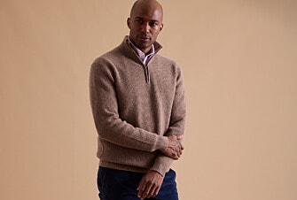 Pull col zippé homme laine Marron Chiné - KENTHAN