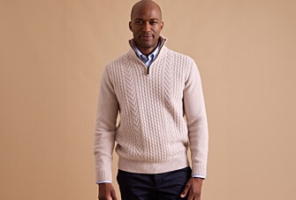 Pull col zippé homme laine Beige Clair - KENLEY