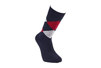 Chaussettes épaisses coton motif à losanges Marine et Rouge