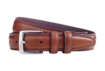 Ceinture cuir homme Gold Patiné avec boucle argent - BRIXTON SILVER