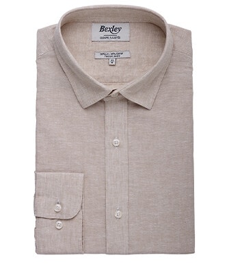 Chemise coton lin Chambray Beige - SILBERT