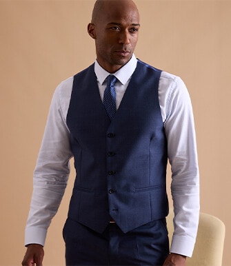 Gilet de costume homme Bleu chiné - LAZARE