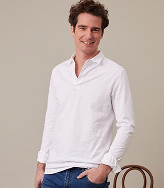 Polo manches longues homme Blanc - AIDEN ML