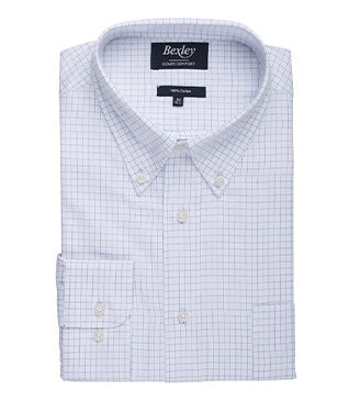 Chemise homme blanche à carreaux bleu pour homme - DALLEN