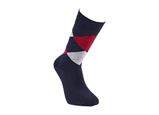 Chaussettes épaisses coton motif à losanges Marine et Rouge