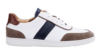 Sneakers cuir homme Blanc Chocolat & Navy - BALLAARA