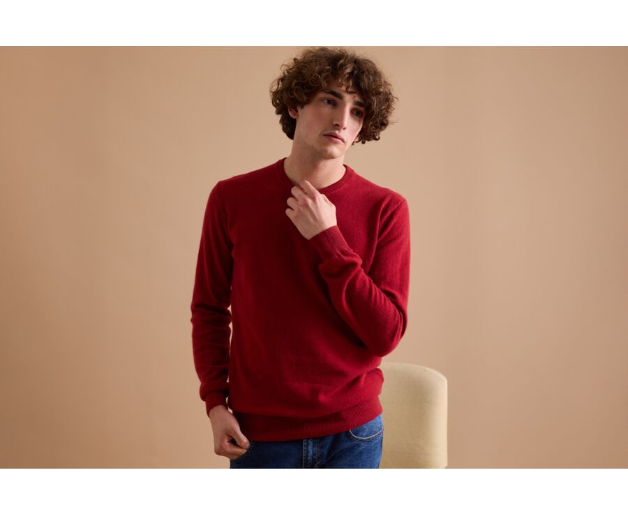 Pull col rond homme laine Rouge - CONAN