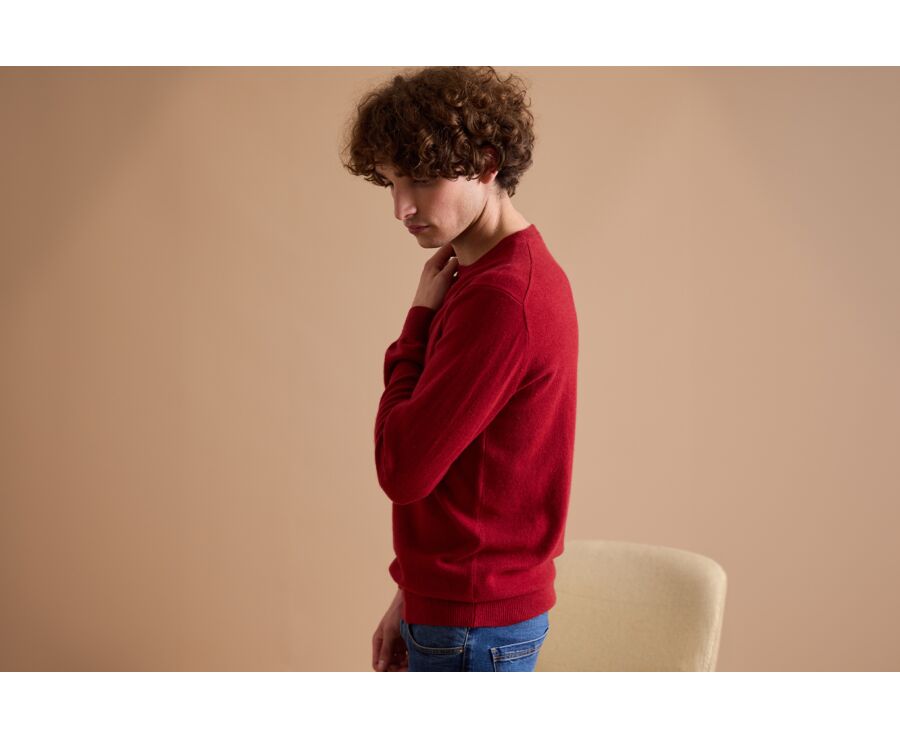 Pull col rond homme laine Rouge - CONAN