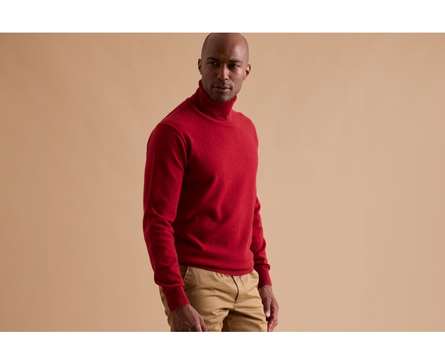 Pull col roulé homme laine Rouge - EMERIC