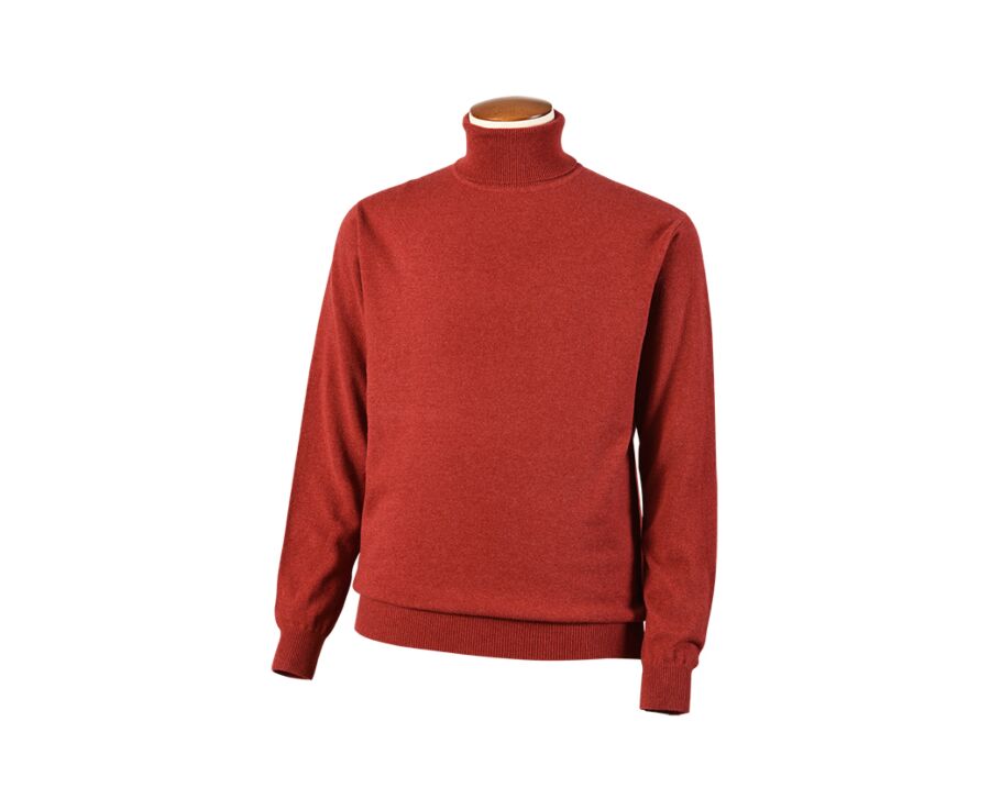 Pull laine homme col roulé Rouge Chiné - EMERIC