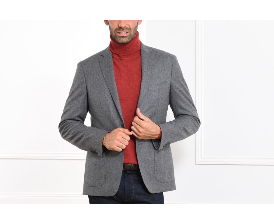 Pull laine homme col roulé Rouge Chiné - EMERIC