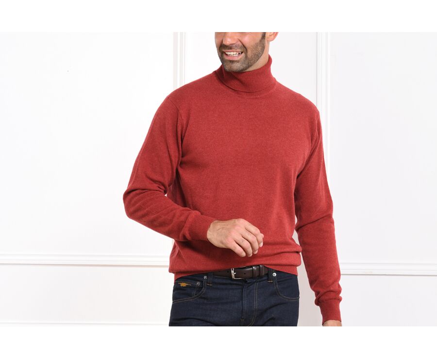 Pull laine homme col roulé Rouge Chiné - EMERIC