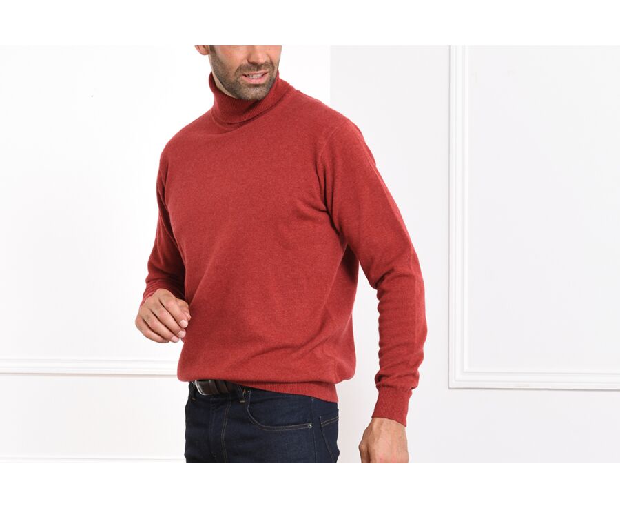 Pull laine homme col roulé Rouge Chiné - EMERIC