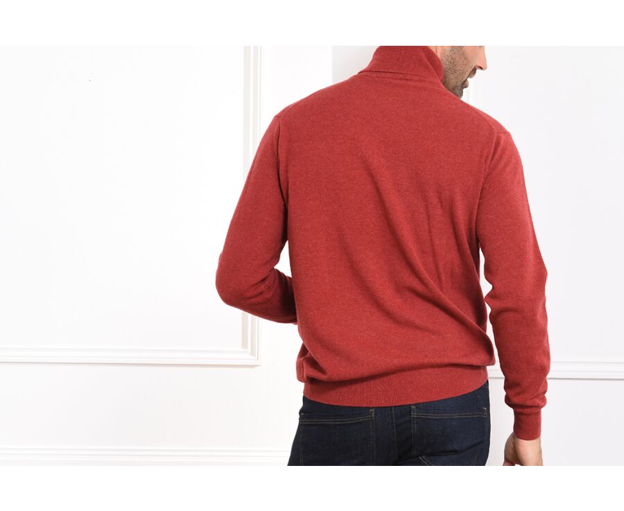 Pull laine homme col roulé Rouge Chiné - EMERIC