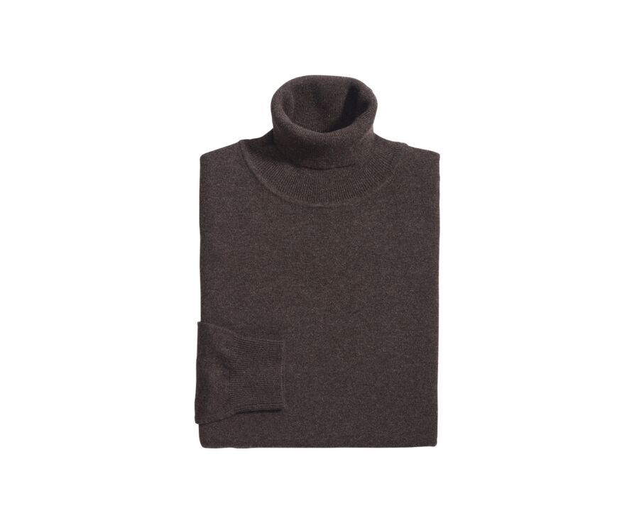 Pull col roulé homme laine Chocolat Foncé - EMERIC