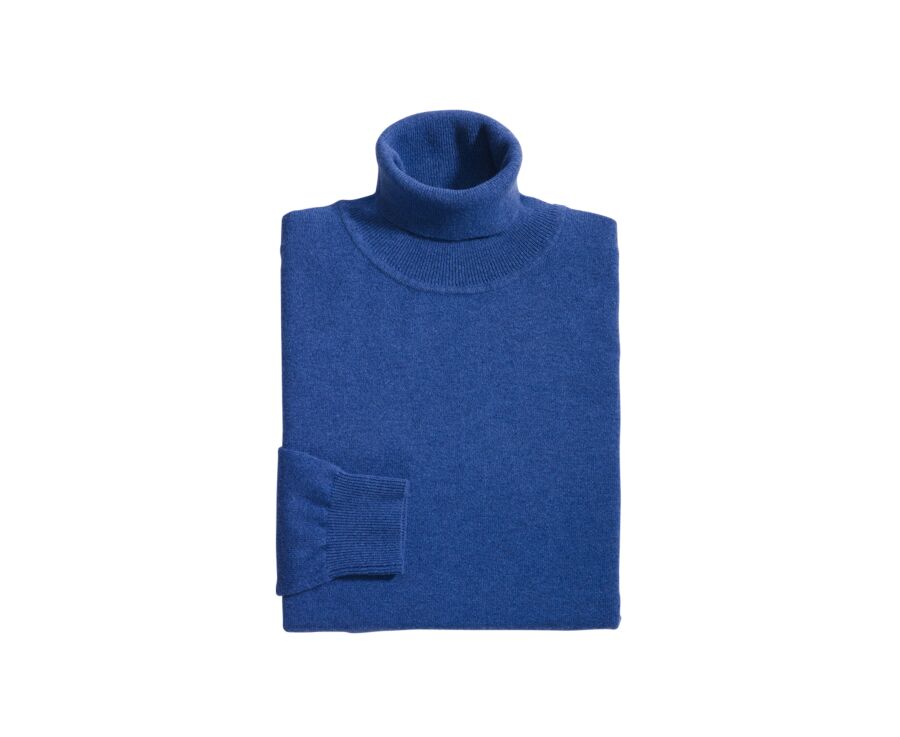 Pull col roulé homme laine Bleu Jean Chiné - EMERIC