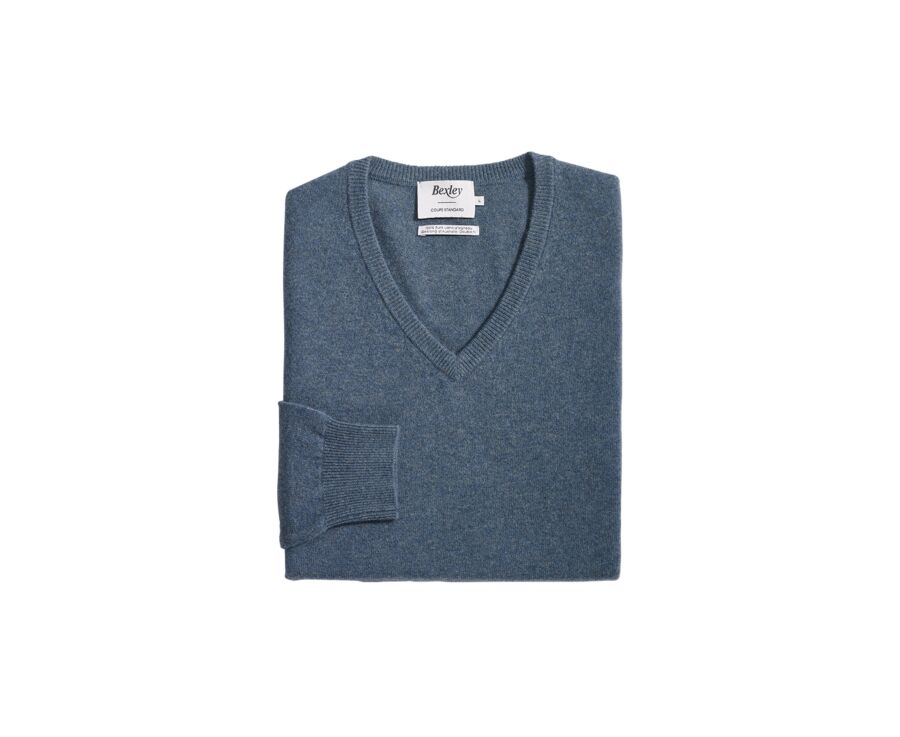 Pull homme laine col V Vert Chiné - ELIAN