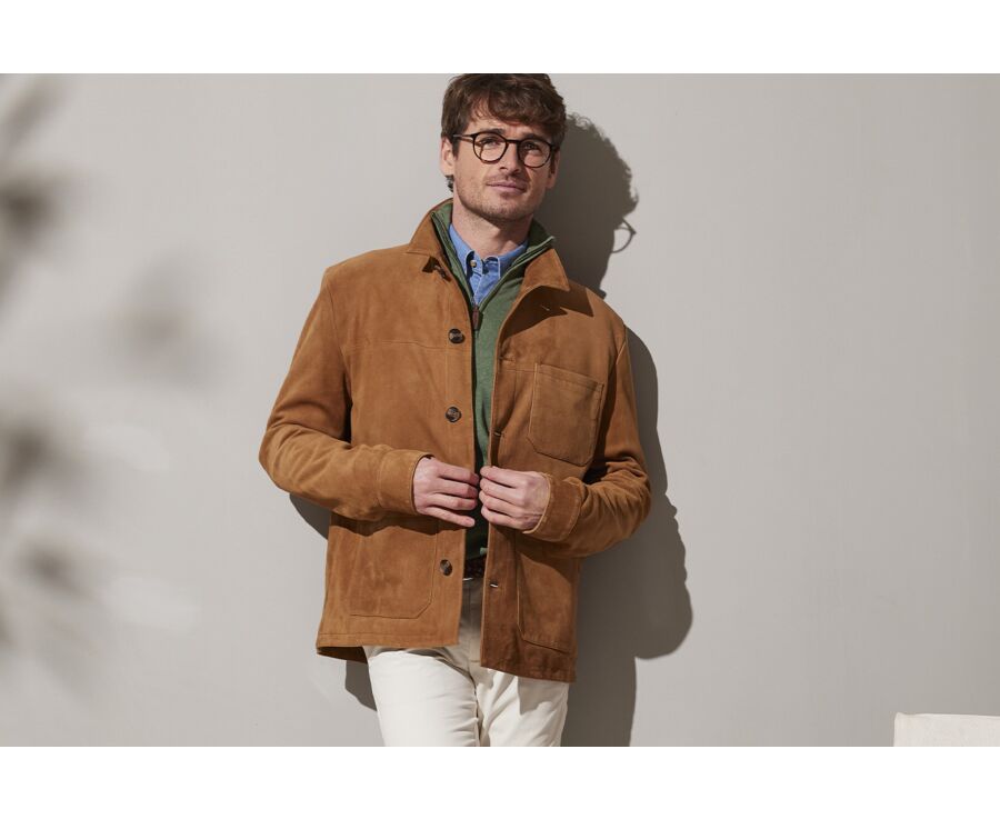 Veste cuir daim homme Caramel - FAUSTIN