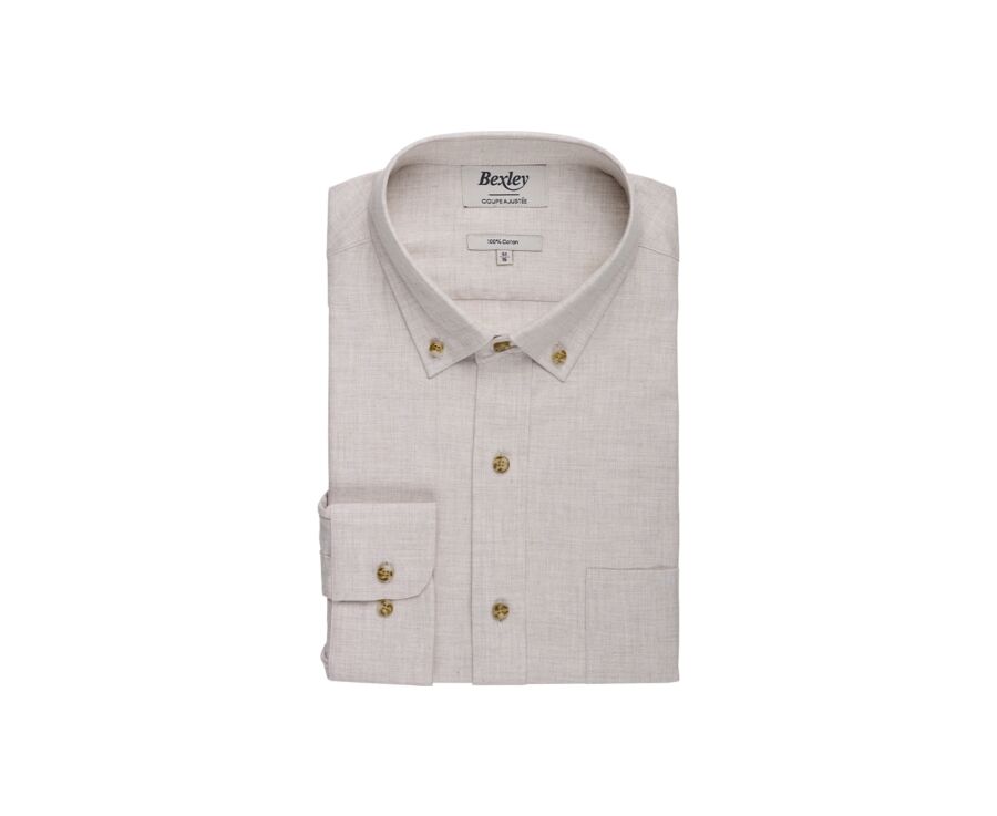 Chemise flanelle Ecru - Poche poitrine - ALEXANDER