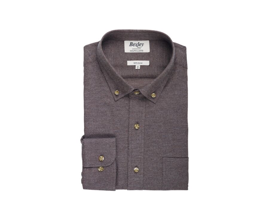 Chemise flanelle Chocolat Chiné - Poche poitrine - ALEXANDER