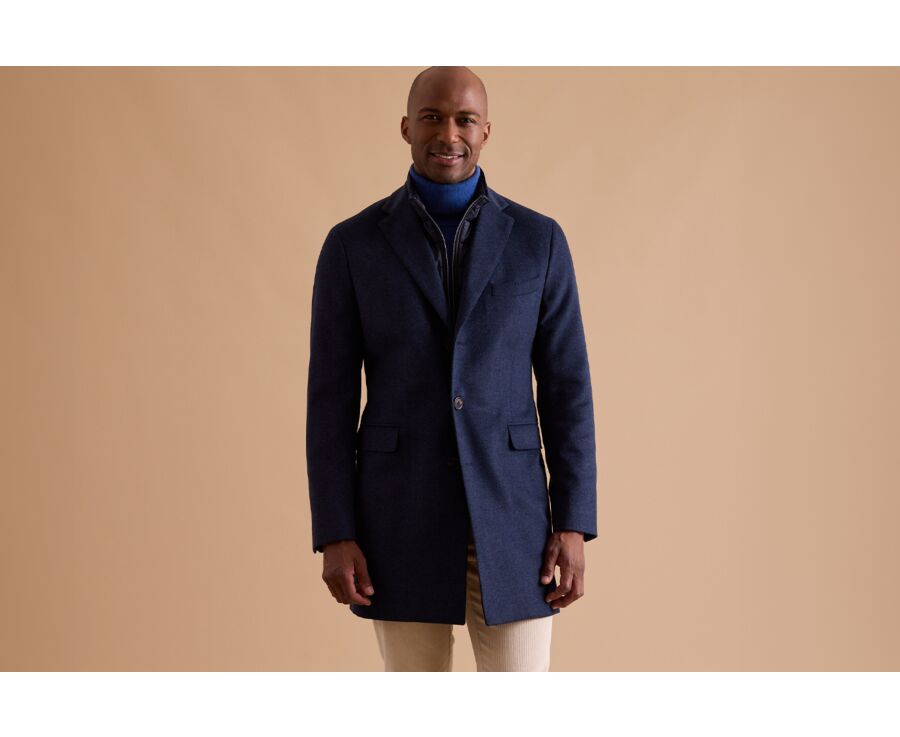 Manteau homme laine & cachemire Chevron Bleu Foncé - HONORÉ II