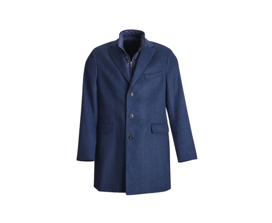 Manteau homme laine & cachemire Chevron Bleu Foncé - HONORÉ II