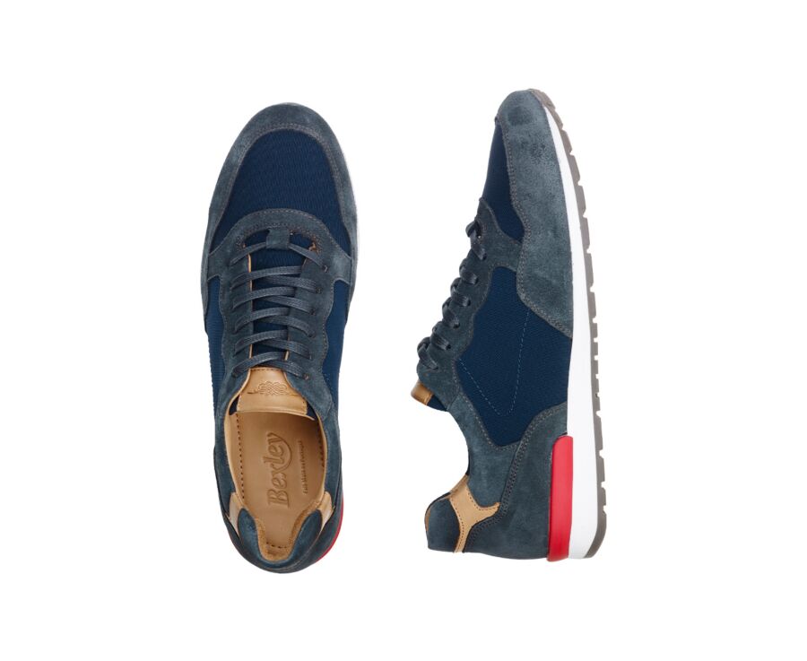 Sneakers homme Velours Vert foncé & navy - CANBERRA II