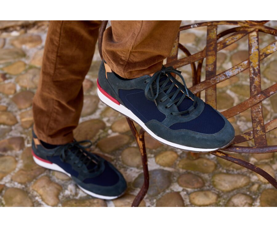 Sneakers homme Velours Vert foncé & navy - CANBERRA II