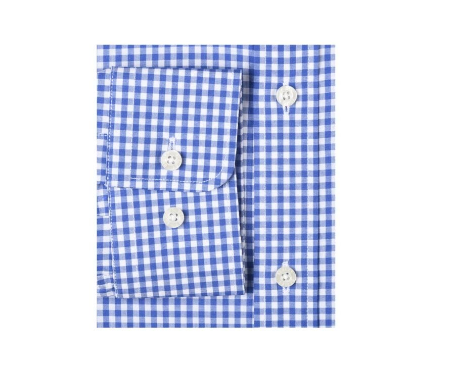 Chemise coton blanc à carreaux bleus clairs et blancs - RUGGERO