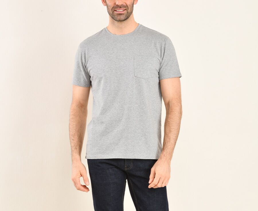 Tee-shirt coton bio uni Gris chiné clair - EDGAR II