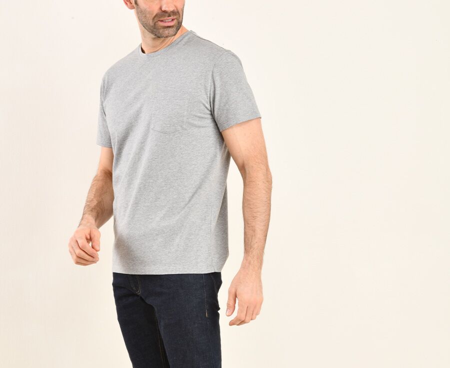 Tee-shirt coton bio uni Gris chiné clair - EDGAR II