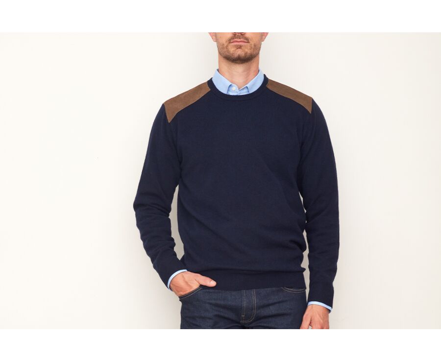 Pull col rond homme laine Bleu marine - CONOW