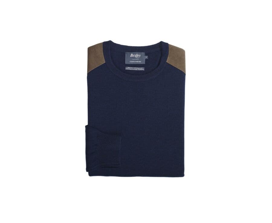 Pull col rond homme laine Bleu marine - CONOW