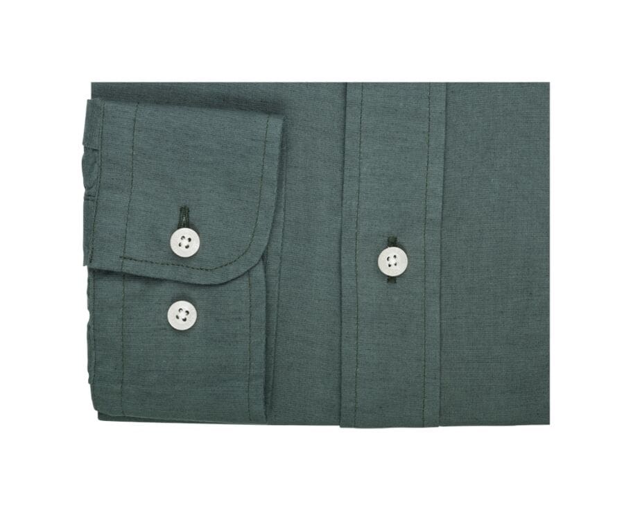 Chemise manches longues coton et lin Vert foncé - COLTEN