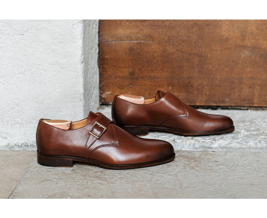 Chaussures cuir homme avec boucle Châtaigne Patiné - BLOOMINGDALE SILVER PATIN
