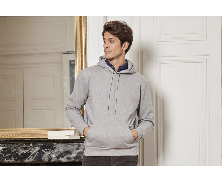 Sweat-shirt homme à capuche coton Gris chiné - HUDSEN II