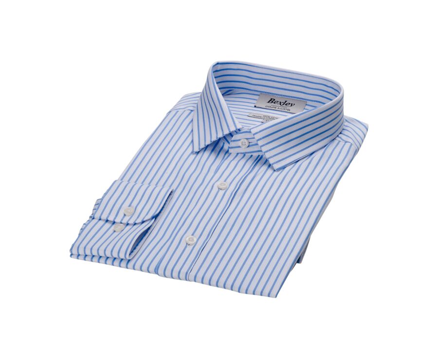 Chemise homme blanche à rayures bleues claires - LÉONEL 