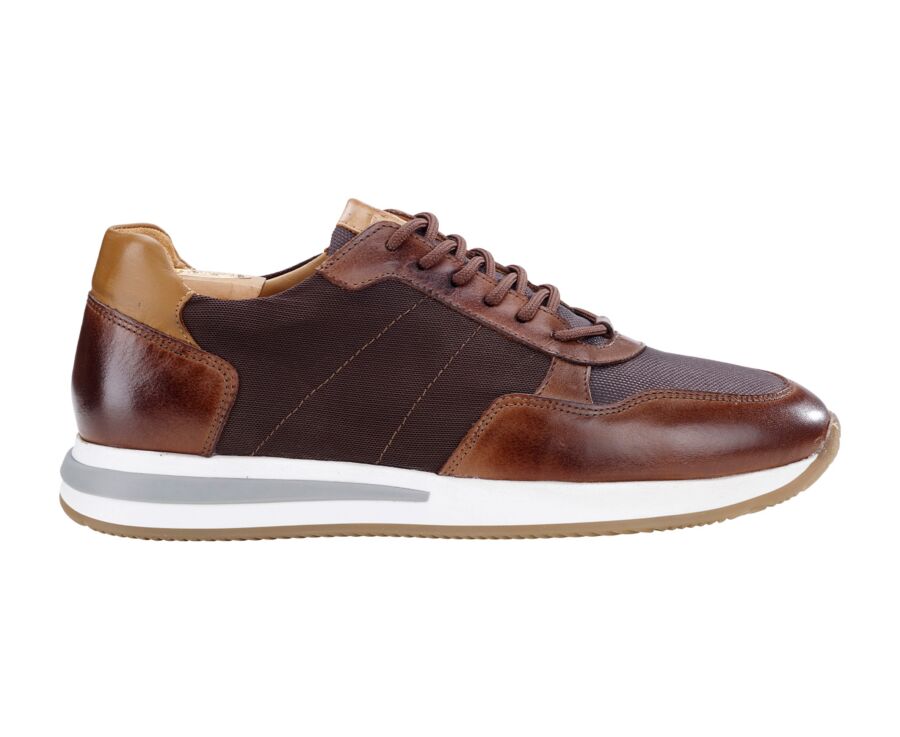 Sneakers homme Chocolat et Cuir Châtaigne Foncé Patiné - NIRRANDA II